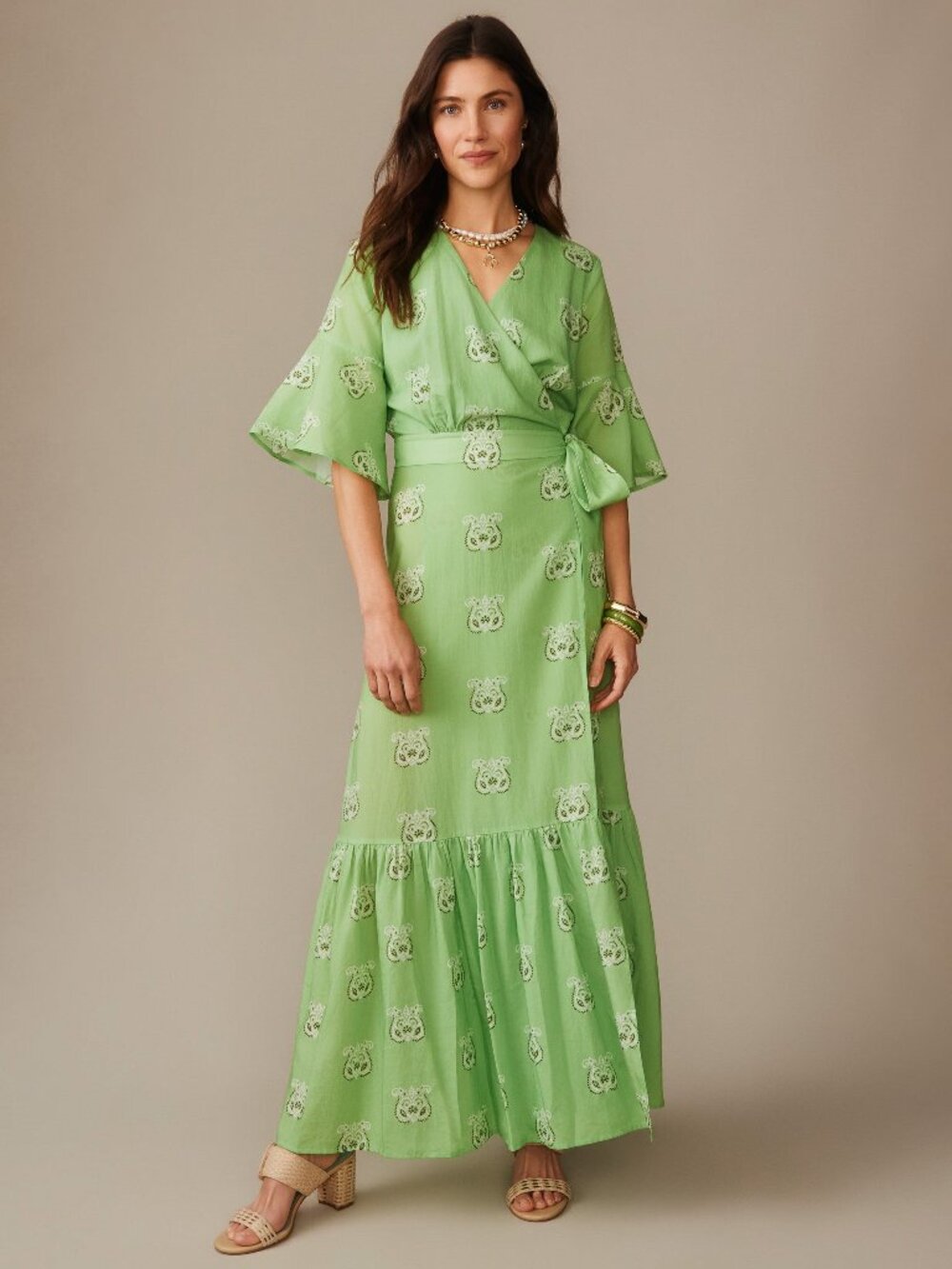 J McLaughlin Emily Wrap Dress in Siesta - Green/White NEW